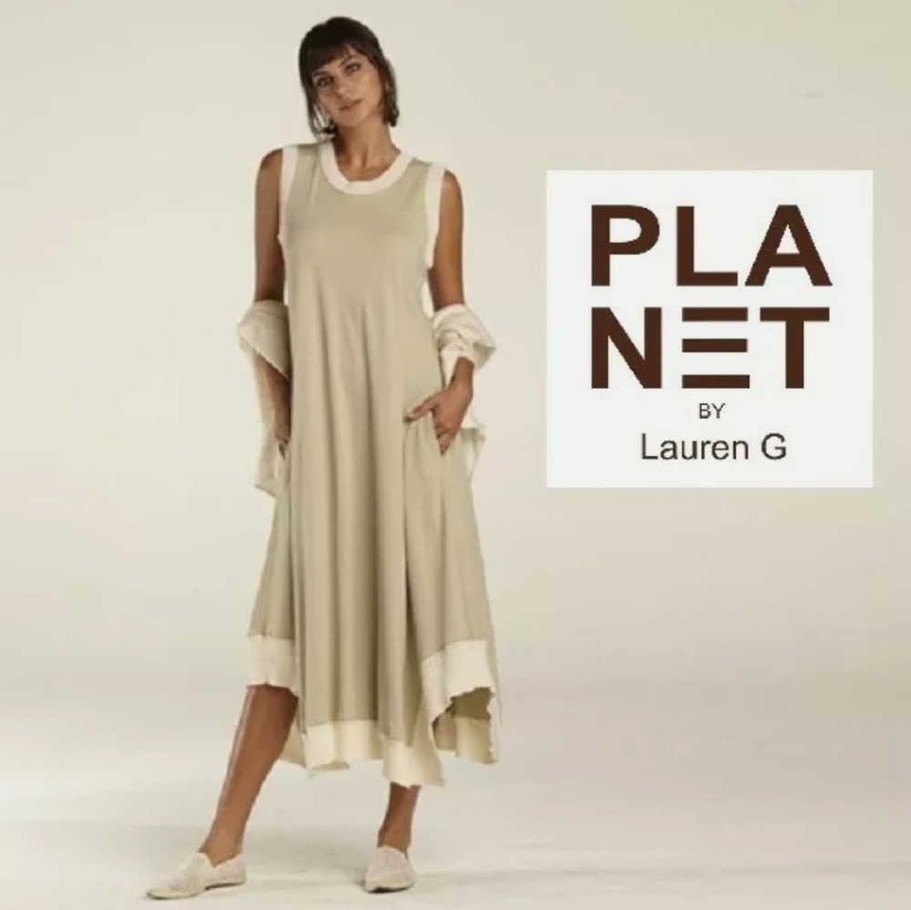 Planet by Lauren G Elegant Tank Dress Grey Jersey Dress